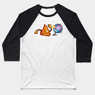 She Hits The Fan Poop Emoji Baseball T-Shirt